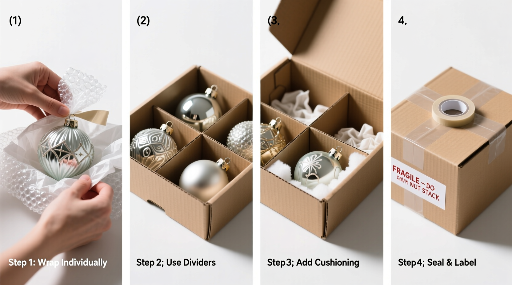 how to pack fragile christmas ornaments for moving without chipping or cracking