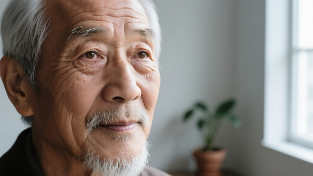 Close-up of an elderly man