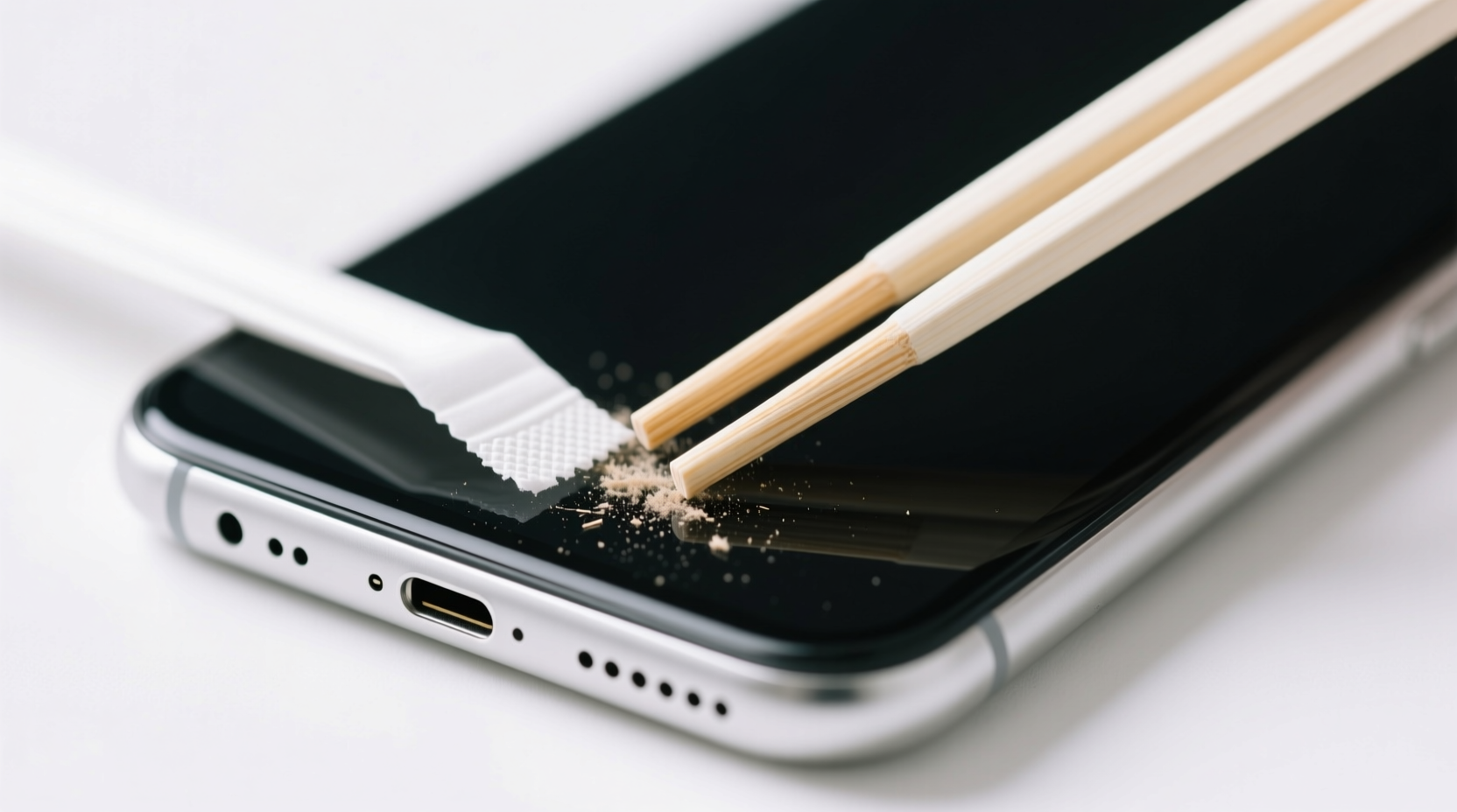 use disposable chopsticks to keep electronics clean