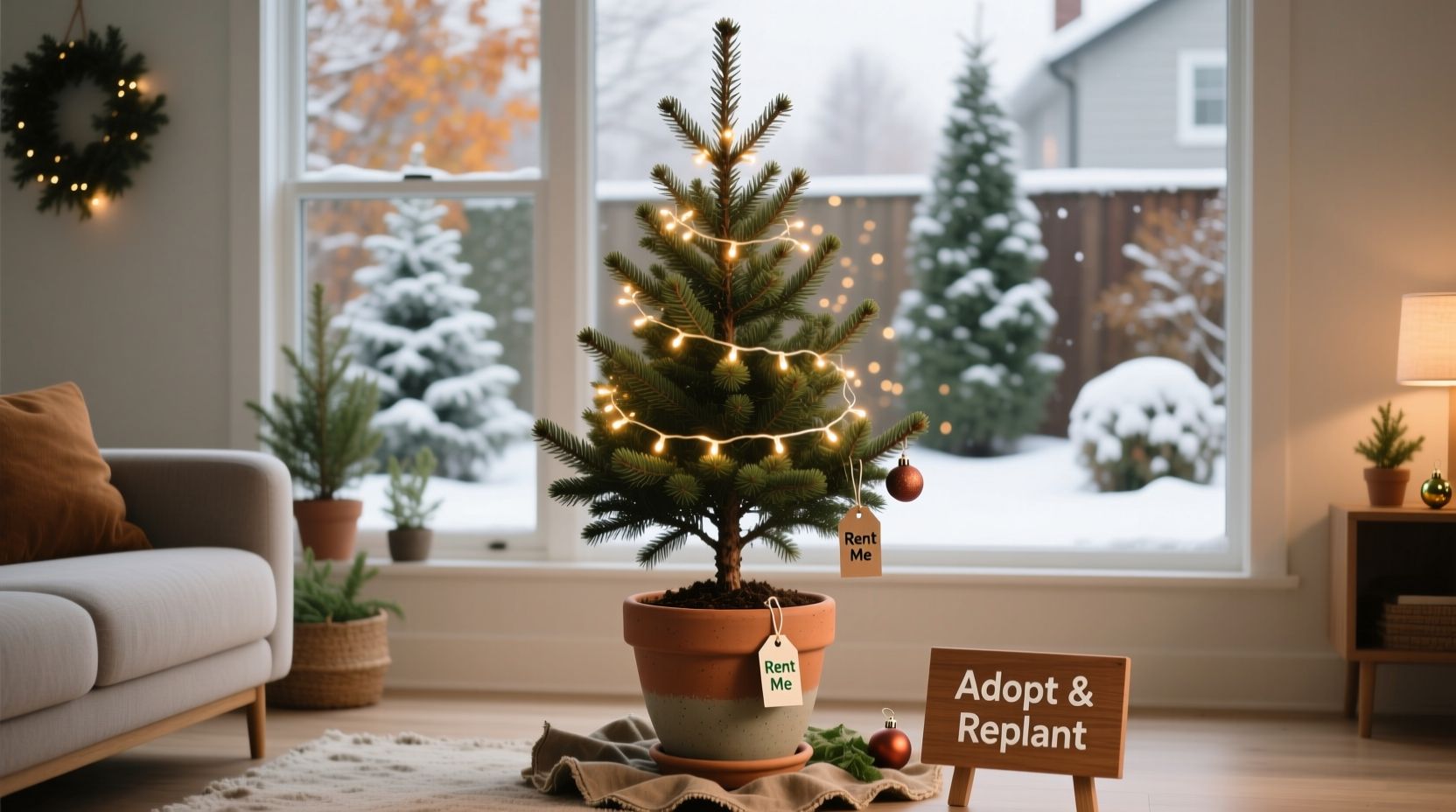how to create a sustainable christmas tree with rented or living options