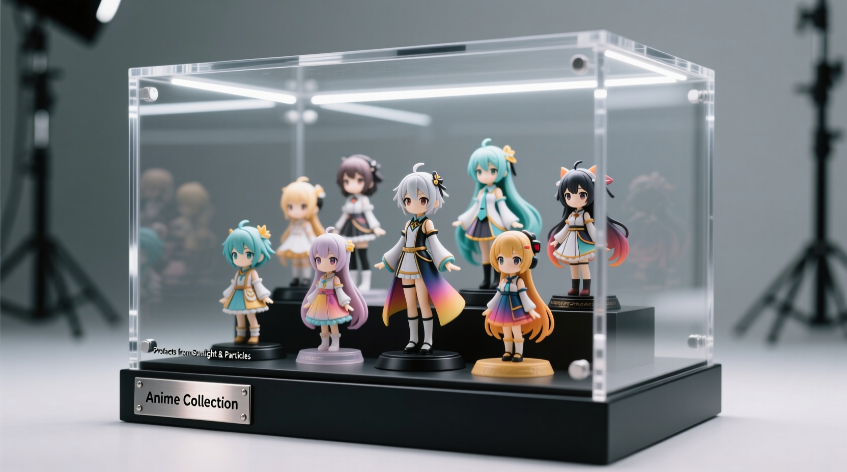 anime figurines display cases that protect from dust and sunlight