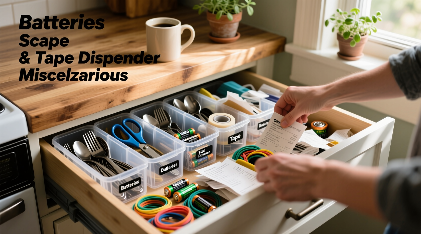 how to organize a messy junk drawer in under 10 minutes with dollar store bins