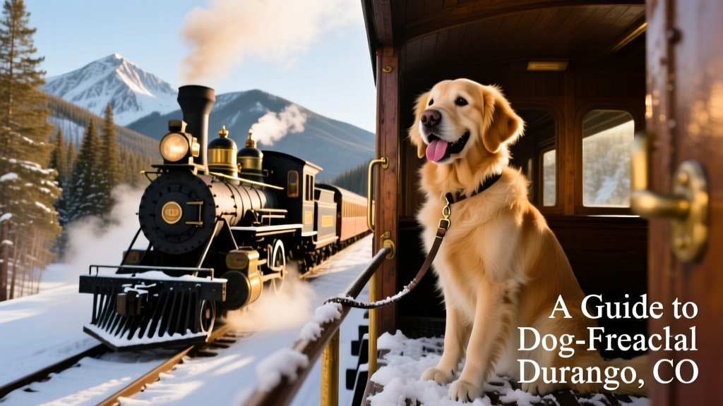 the historic narrow-gauge steam train winding through snowy Colorado mountains near Durango