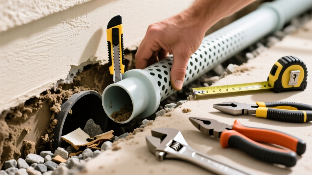Replacing a Clogged French Drain's Perforated Pipe Section