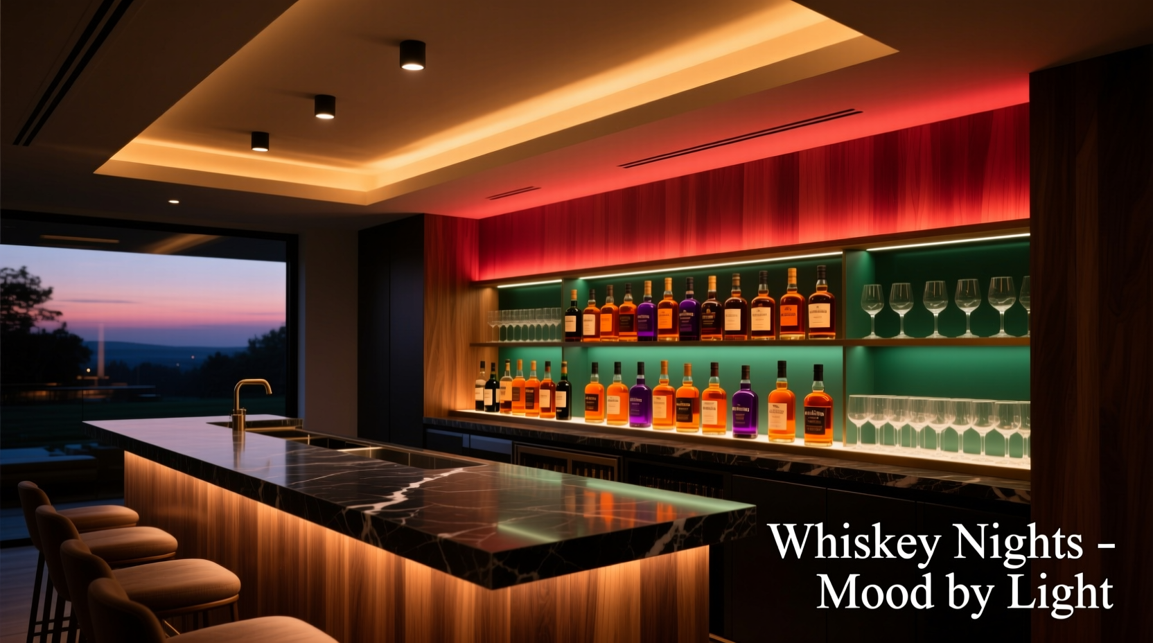 smart lighting for home bars which colors enhance the mood for whiskey nights