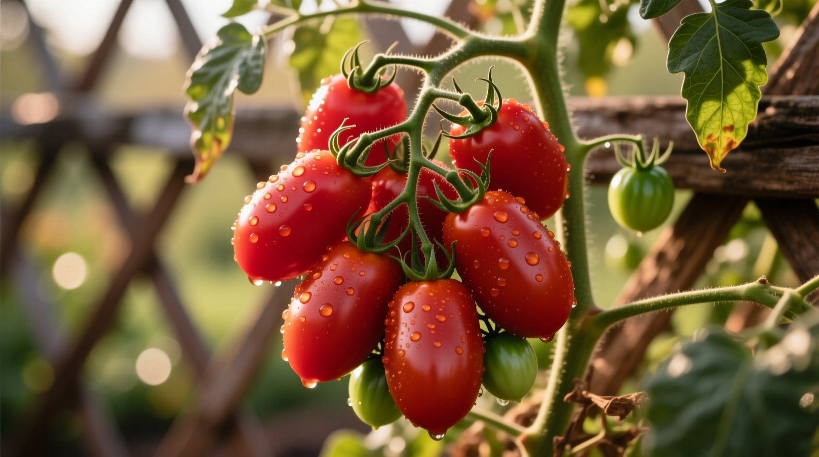Ripe marzano tomatoes on vine