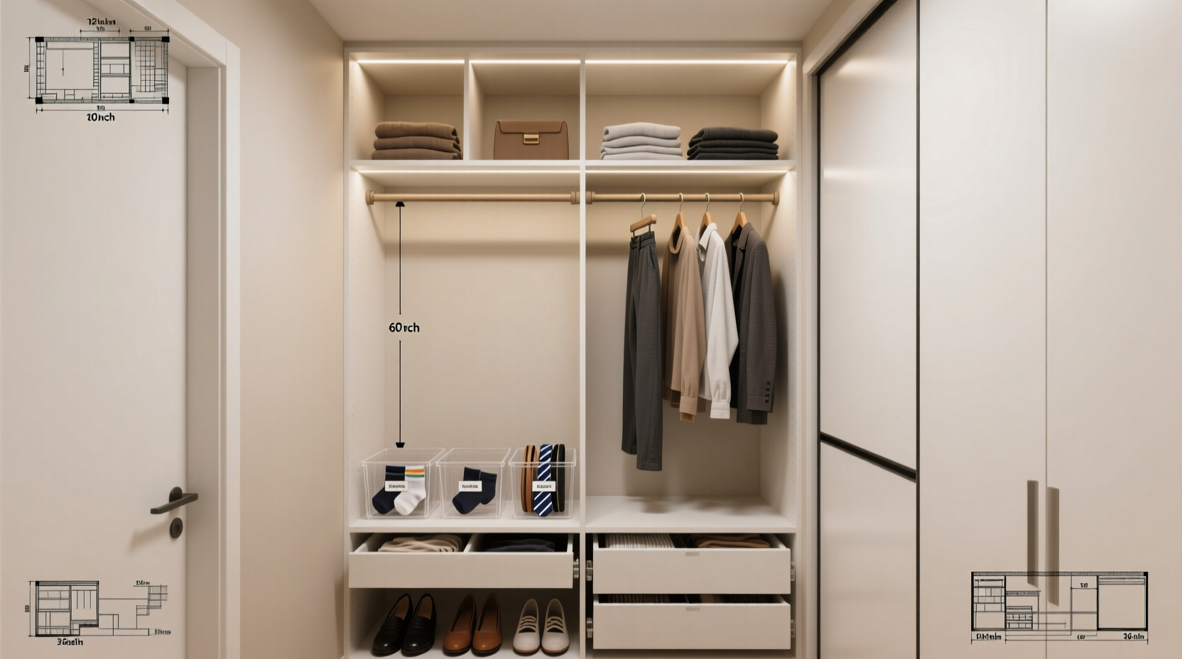 how to organize a small closet with double hanging space and maximum storage