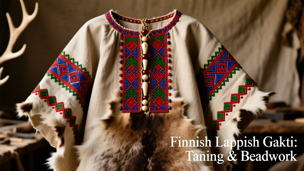 Finnish Lappish Gakti Reindeer Hide Tanning And Beadwork Layout
