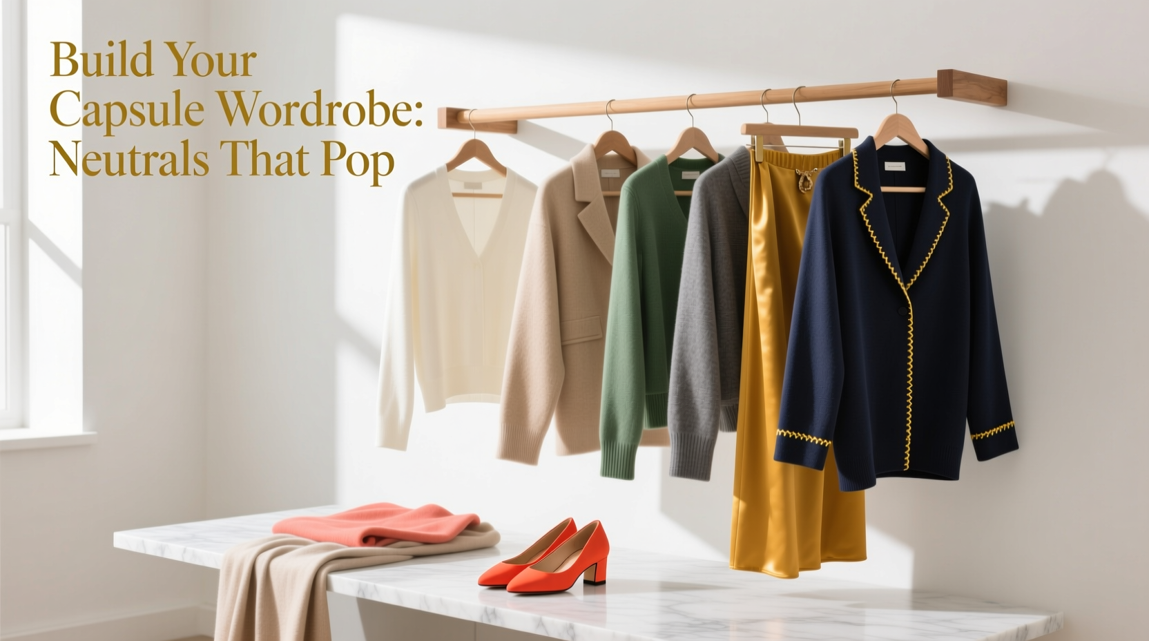 how to create a capsule wardrobe with only neutral colors that pop