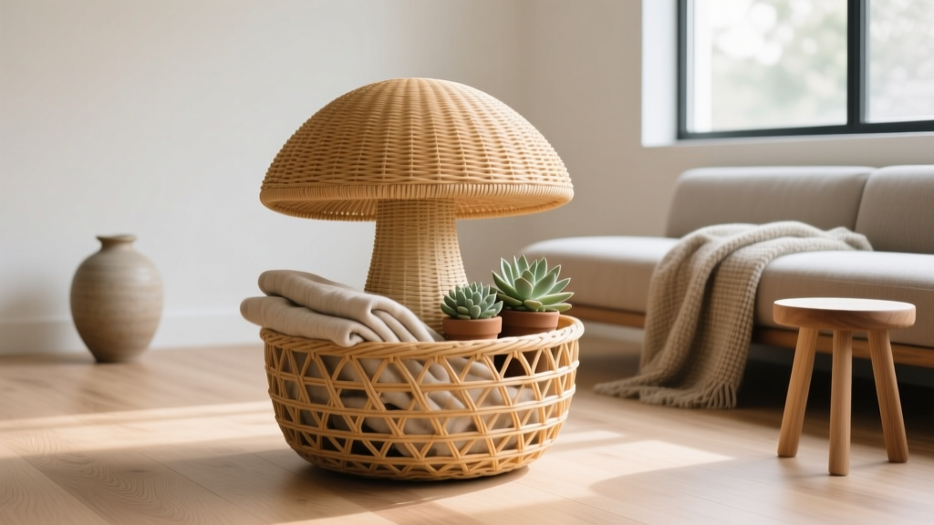Mushroom-Shaped Rattan Basket Uses & Styling Tips