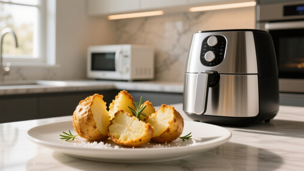 Microwave + Air Fryer Potato: Crispy Skin, Fluffy Inside