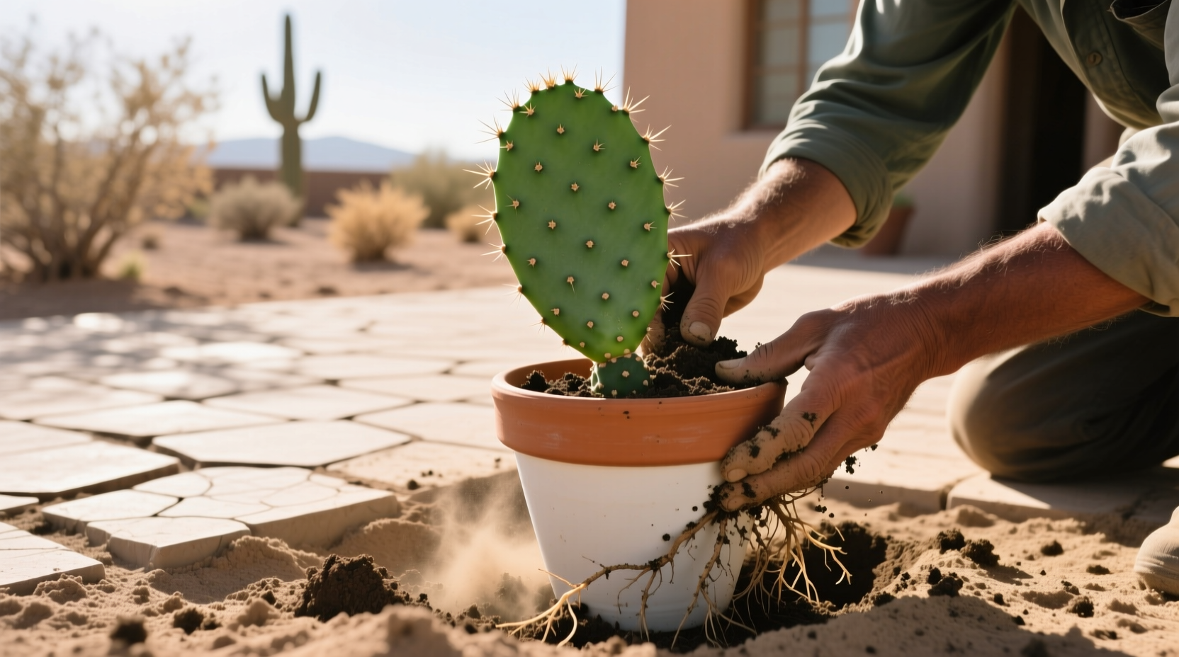 transplanting cactus plants
