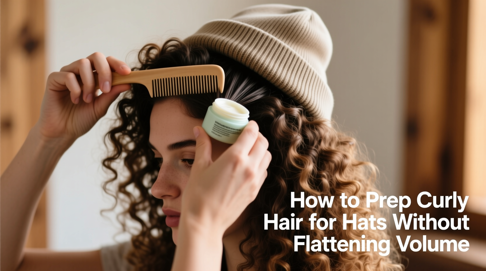 how to prep curly hair for hats without flattening volume