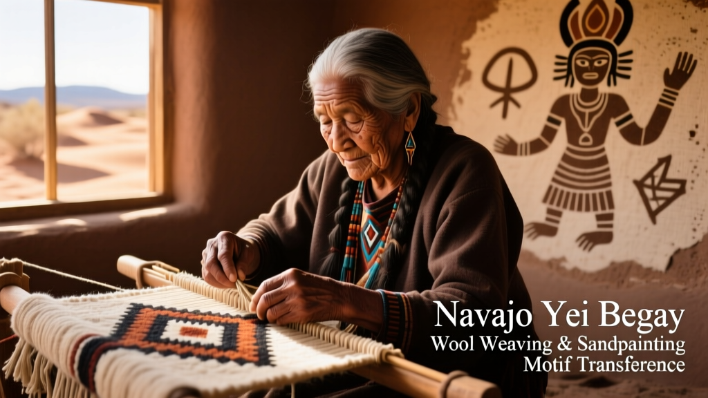 Navajo Yei Begay Wool Weaving And Sandpainting Motif Transference