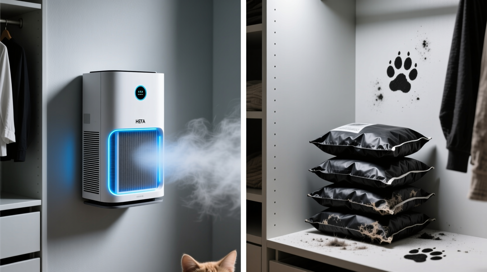 closet air purifiers vs charcoal bags for pet odors