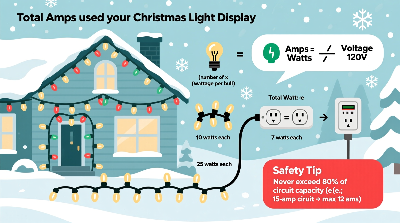 how to calculate total amps used by your christmas light display