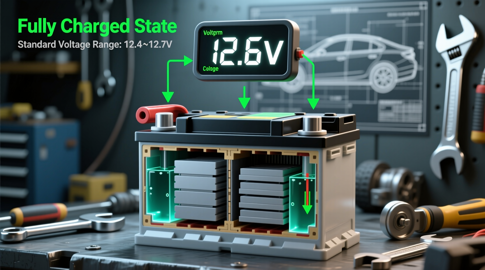 how much voltage should a car battery have