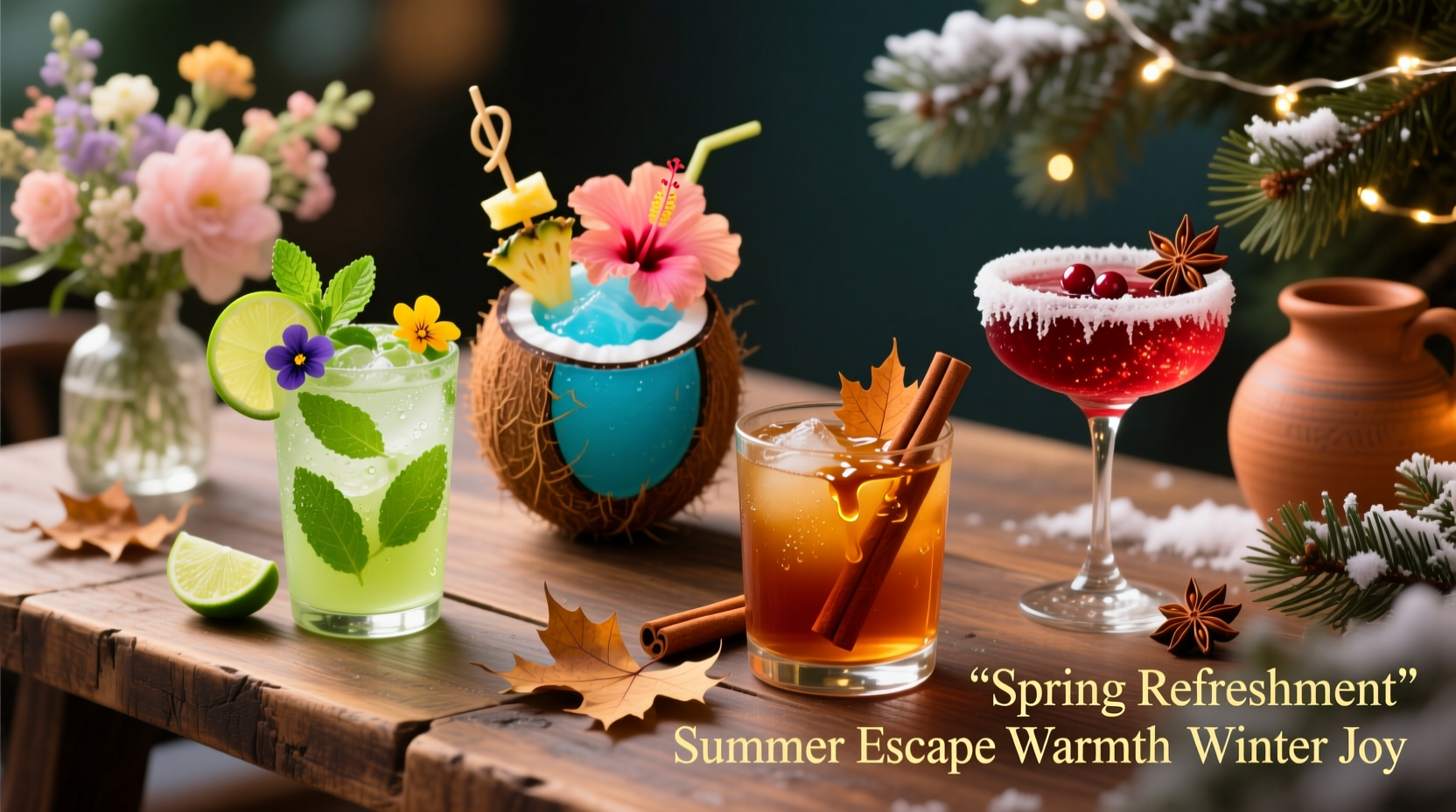 how to match cocktail colors to seasonal decor
