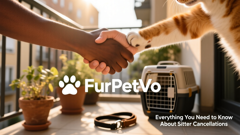 Two hands shaking over a FurPetVo logo, symbolizing trust and mutual commitment between pet parents and sitters