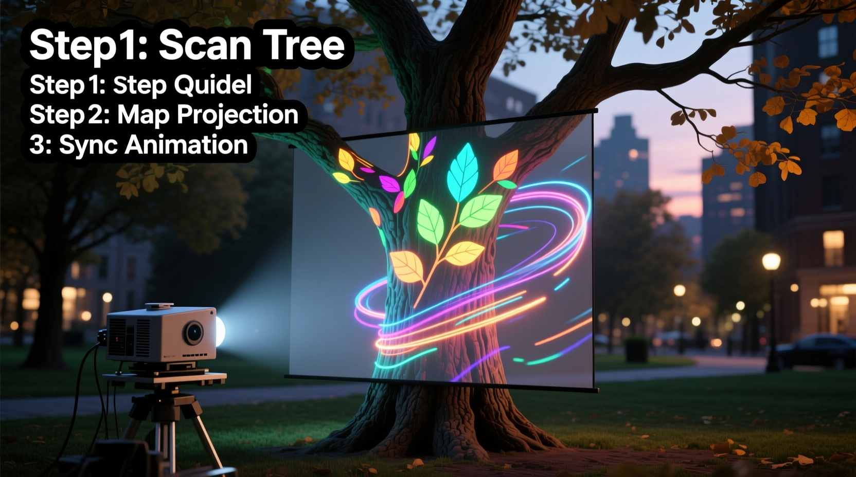 how to use projection mapping to turn your tree into a video canvas