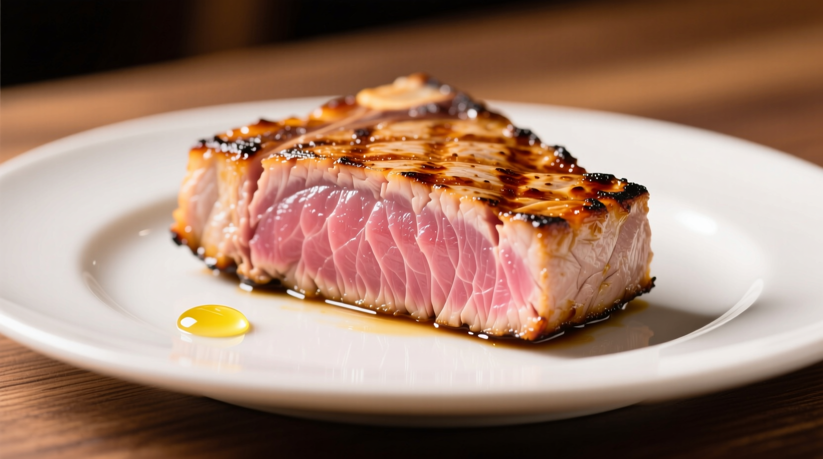 Perfectly seared tuna steak with golden crust