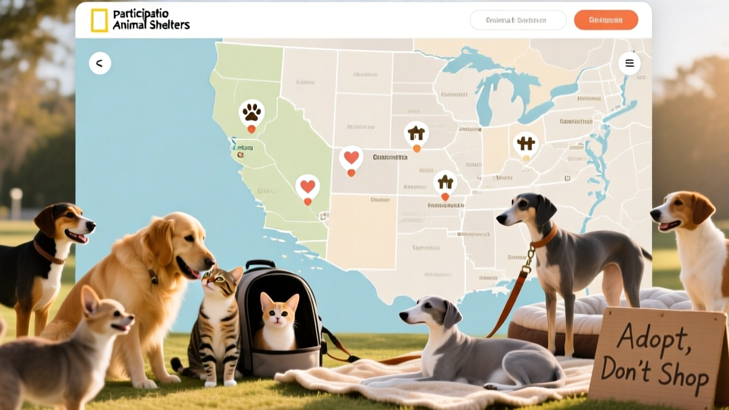 Map interface showing participating shelters across California