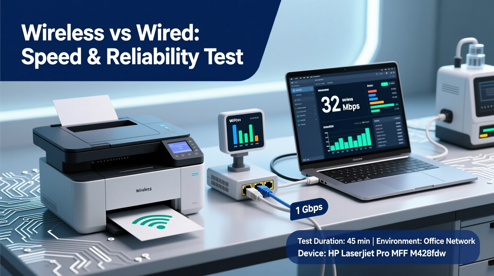 wireless printer vs wired setup speed and reliability test