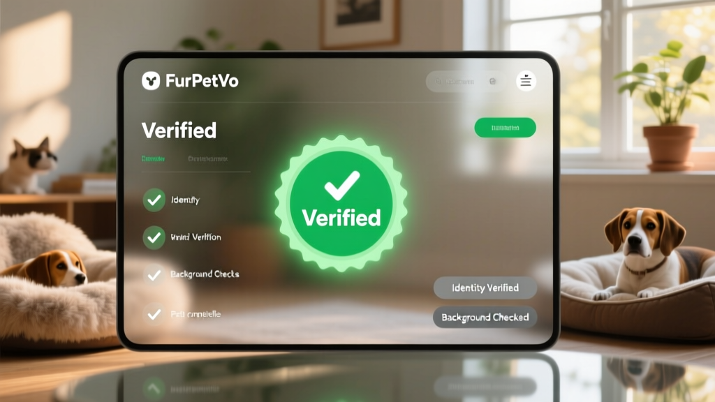 Screenshot-style graphic showing the FurPetVo verification dashboard with green 'Verified' badge and clear status indicators