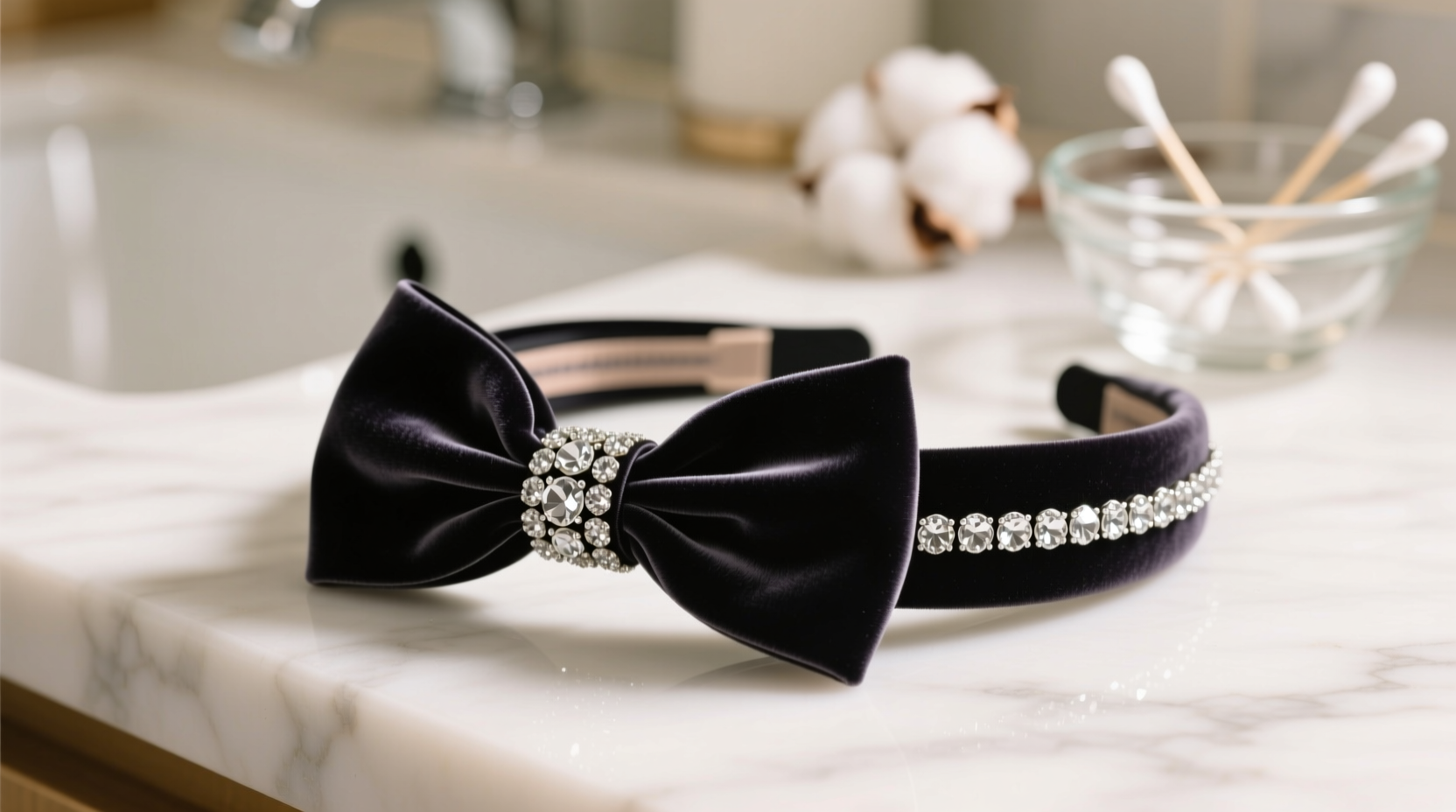 how to clean a velvet bow headband with rhinestones safely
