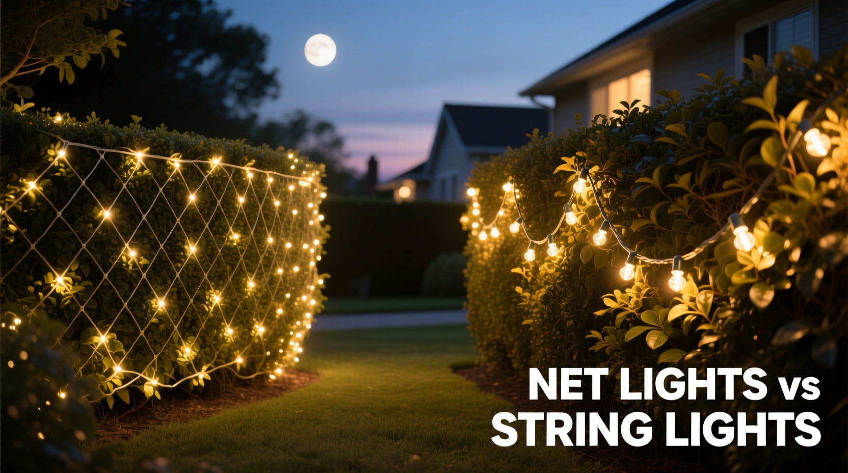 are net lights better than string lights for bushes and hedges