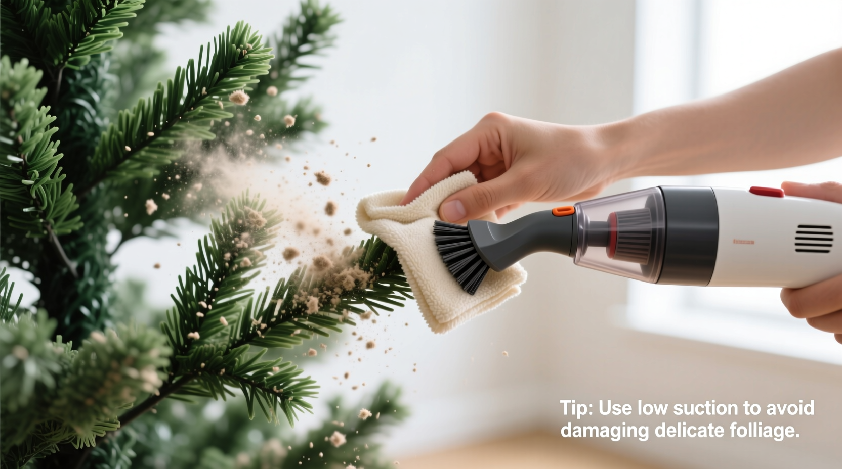 how to clean dusty artificial tree branches without spreading fluff everywhere