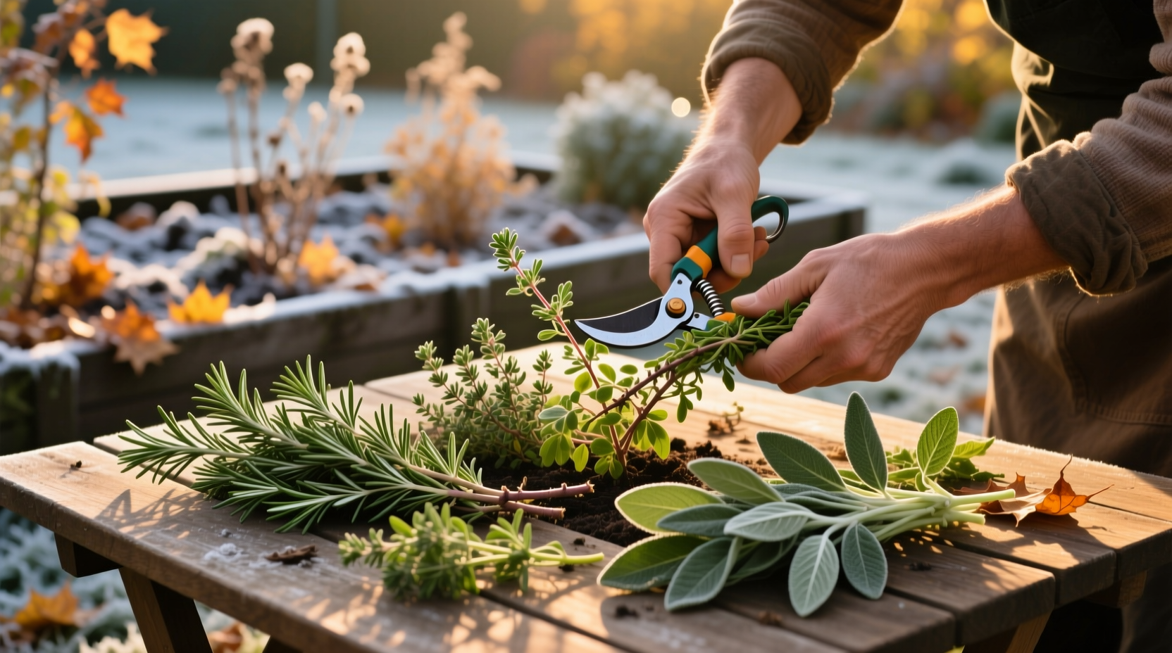 should you cut back herbs before winter