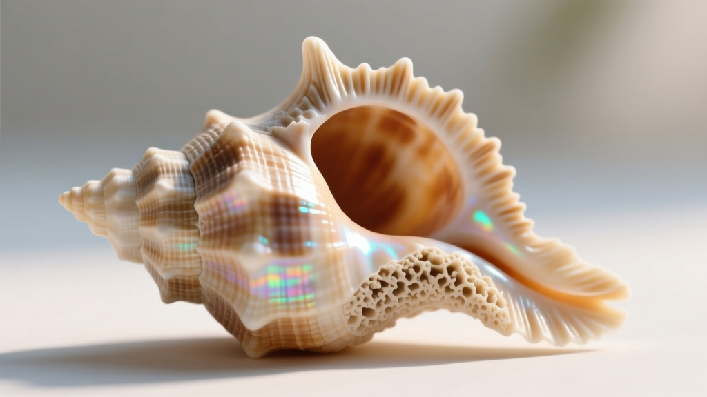 Macro shot of an authentic puka shell displaying a natural, off-center conical hole and rough inner calcium texture.