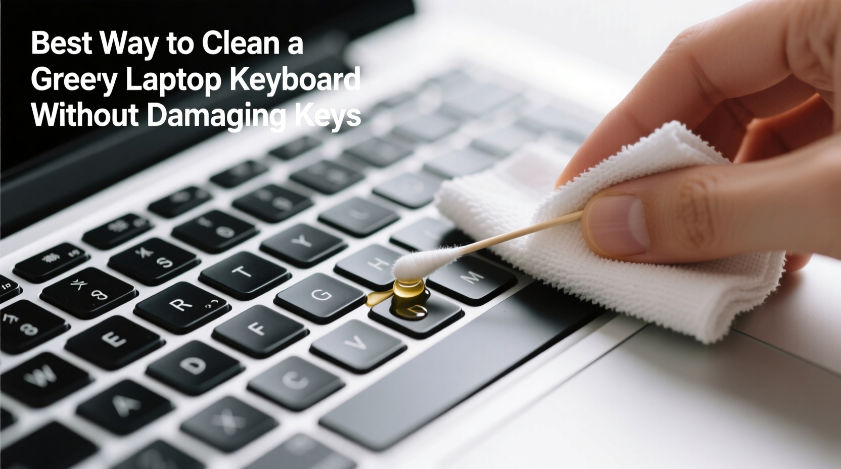 best way to clean a greasy laptop keyboard without damaging the keys