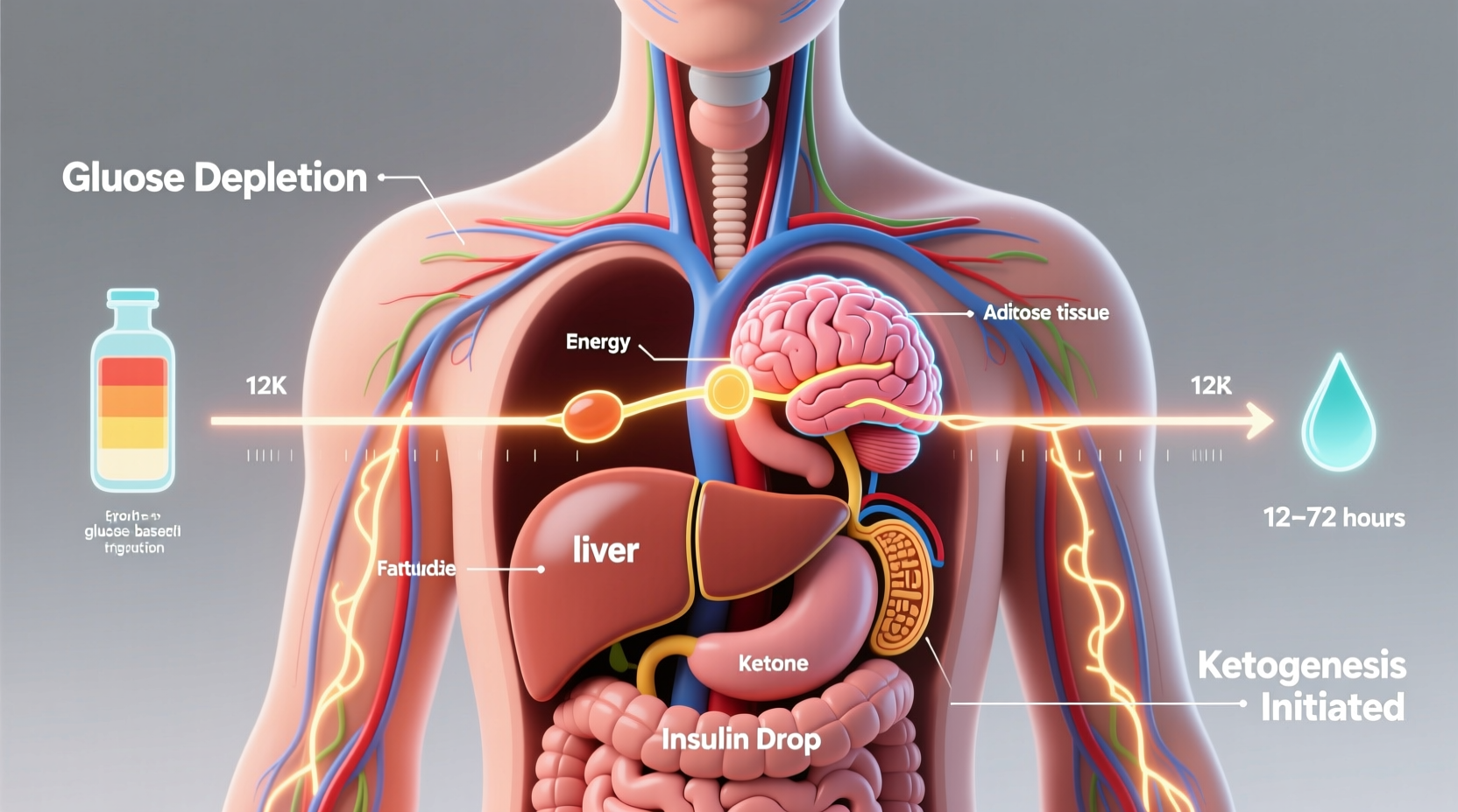 Human body metabolism process during fasting