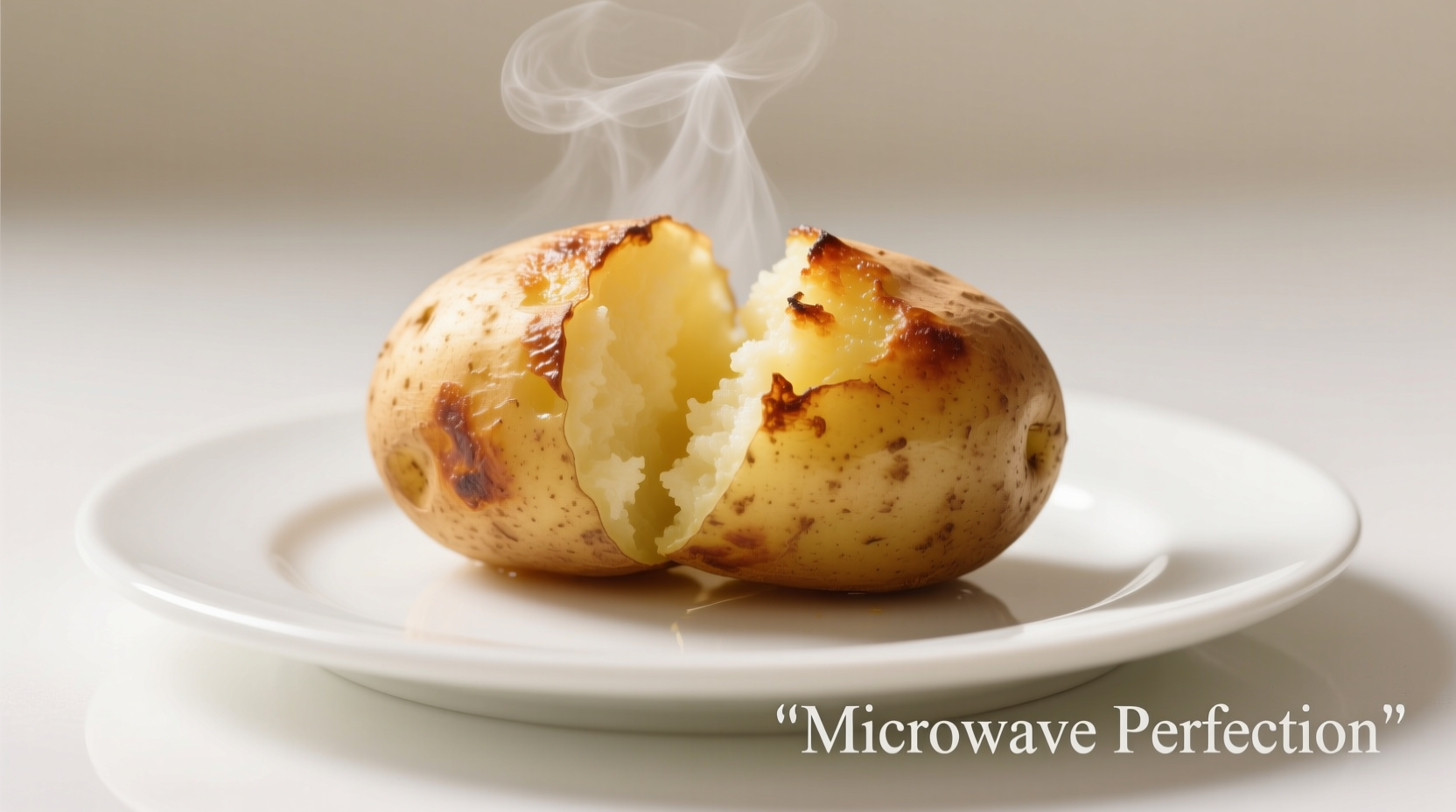 Perfectly cooked microwave potatoes on white plate