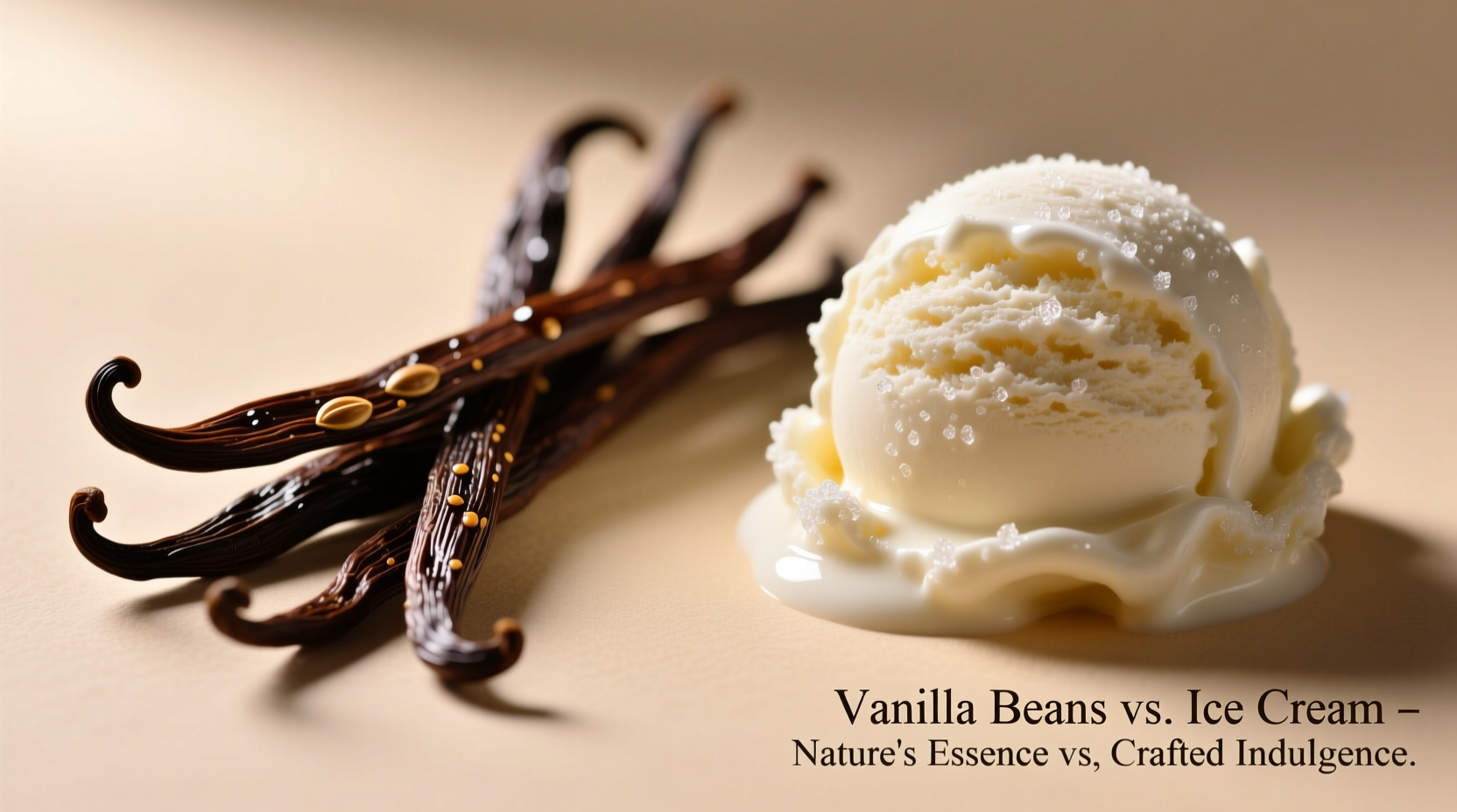 Vanilla beans and ice cream comparison
