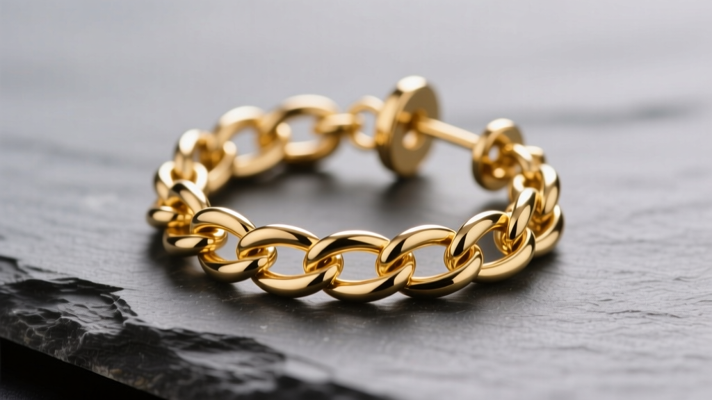 Macro shot of 14k gold rolo chain link earrings on slate, showing round links and a small lobster clasp under soft studio light.