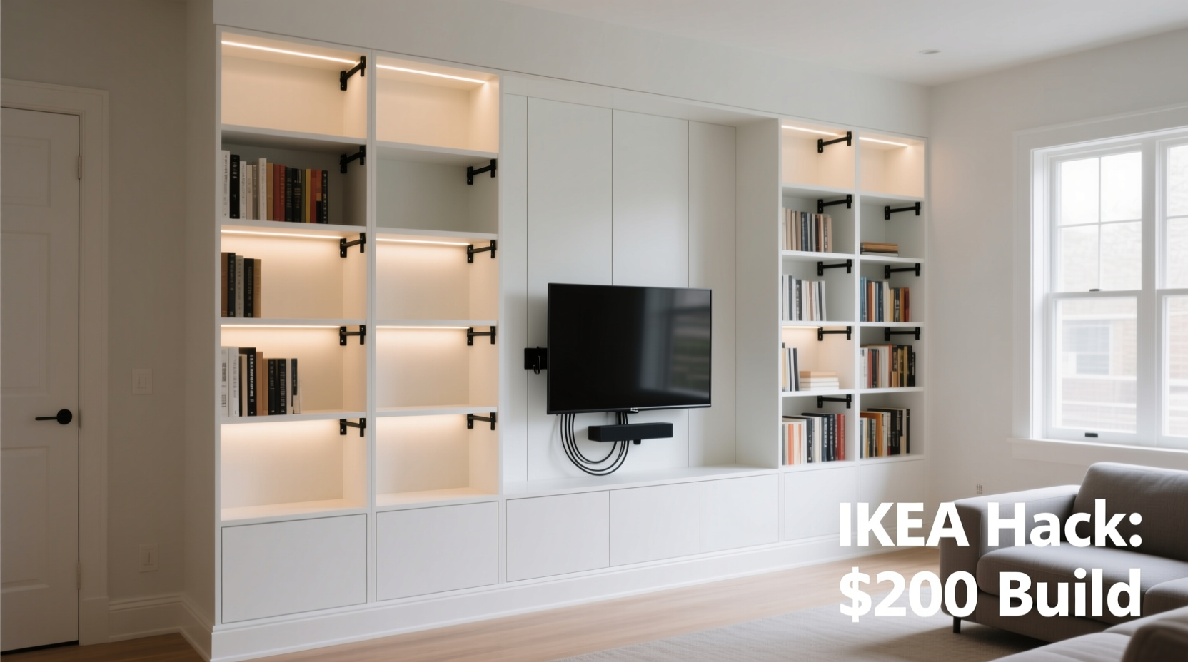 ikea hacks to make your billy bookcase look like custom built ins on a budget