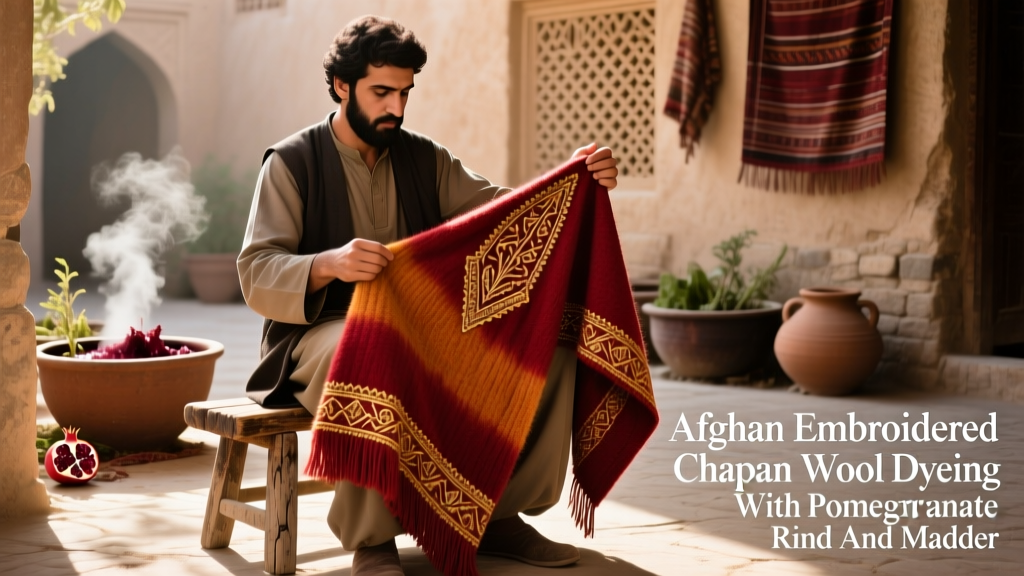 Afghan Embroidered Chapan Wool Dyeing With Pomegranate Rind And Madder