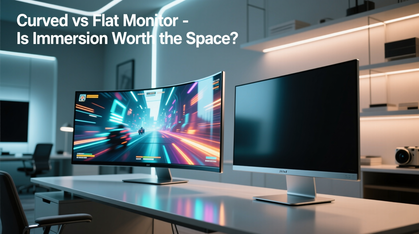 curved monitor vs flat monitor is the immersion worth the awkward desk space