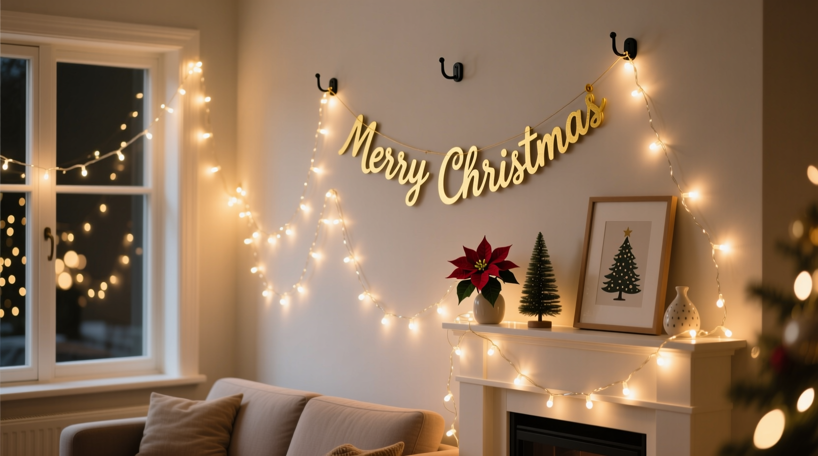 how to use command hooks creatively to hang christmas lights indoors