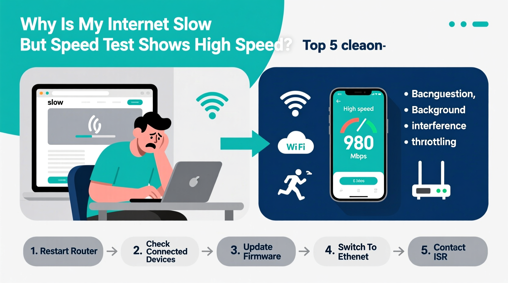 why is my internet slow but speed test is high troubleshooting guide