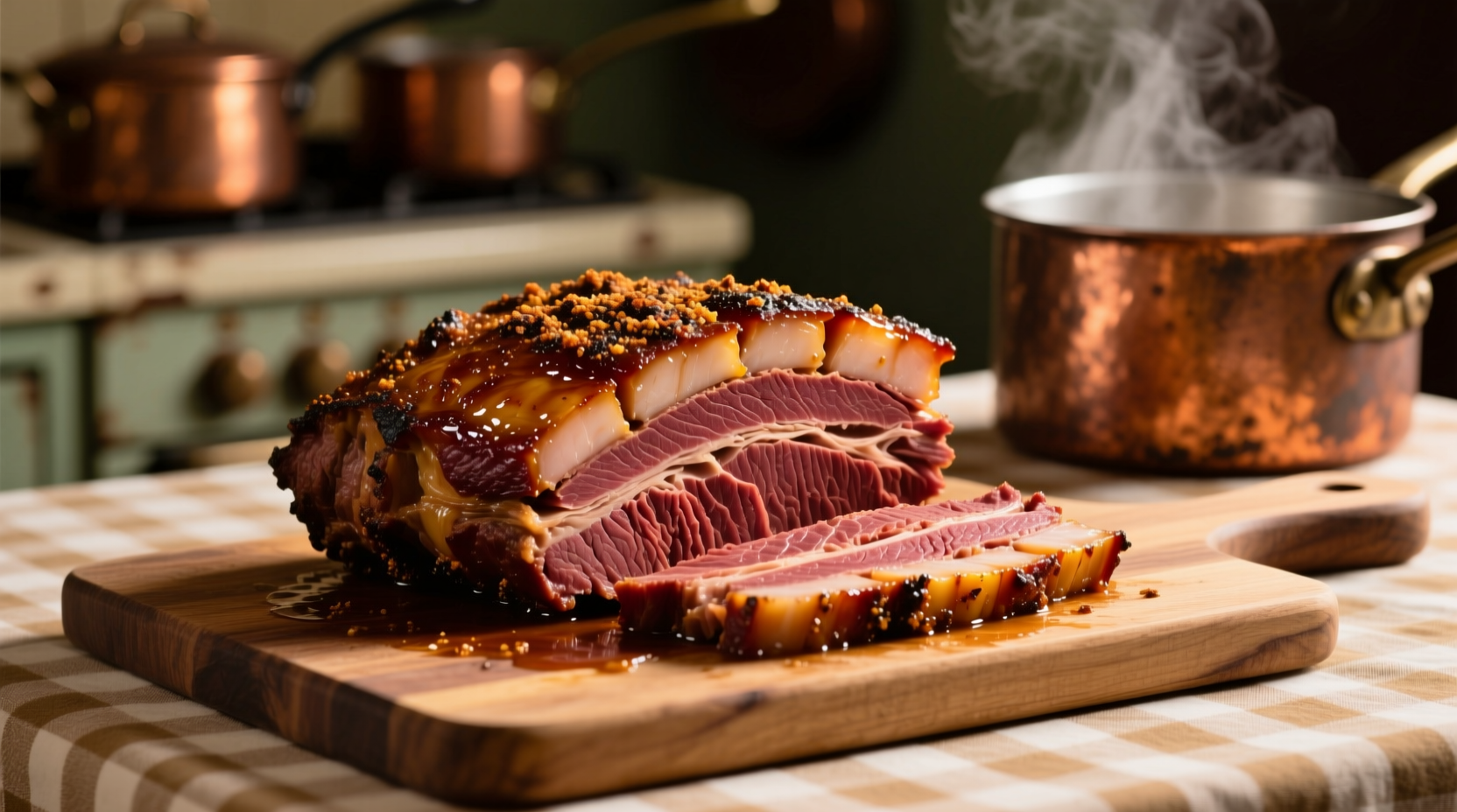 Corned beef brisket resting after cooking