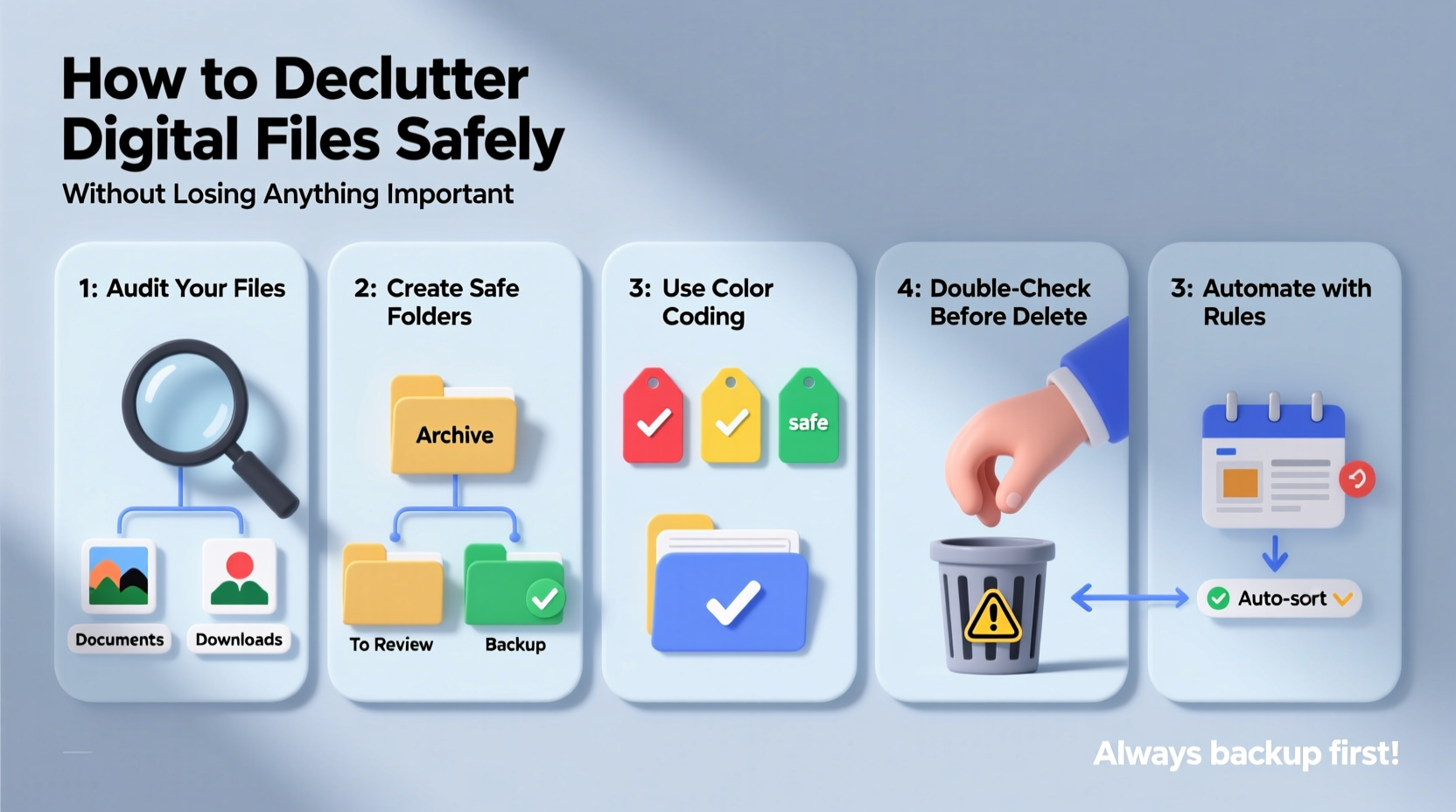 how to declutter digital files without accidentally deleting something important