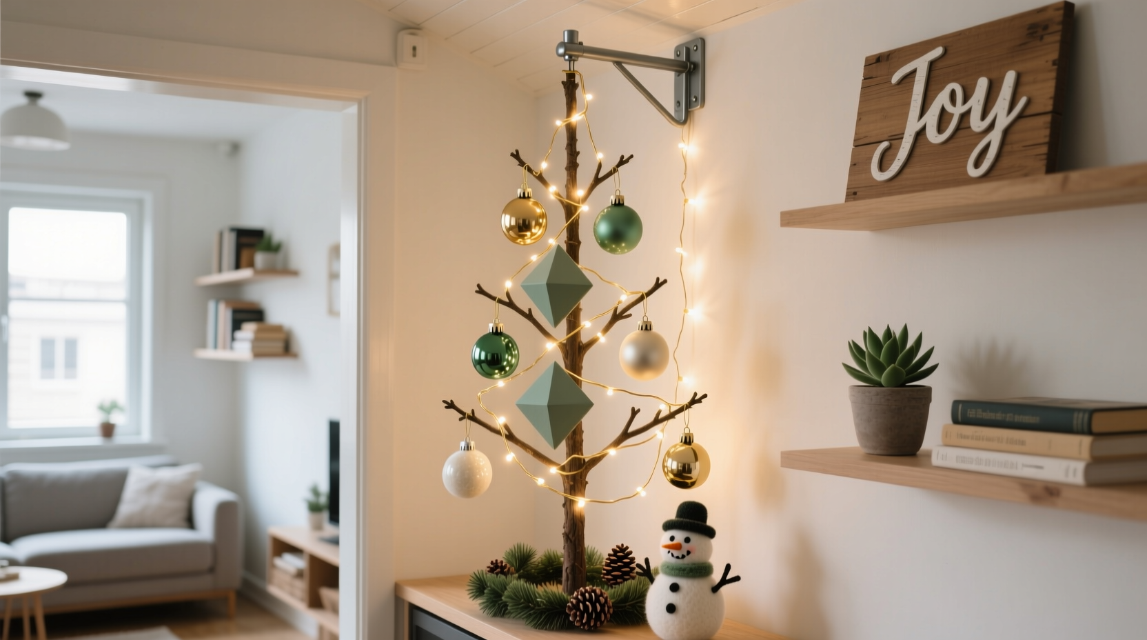 how to decorate a christmas tree in a tiny home with space saving hacks