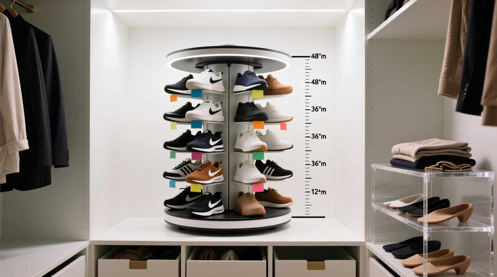 shoe carousel for narrow closets depth truths