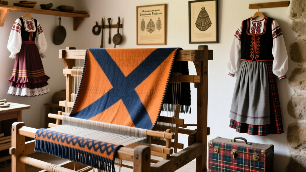 Basque Ikurrina Woolen Shawl Weaving And Border Motifs Spain