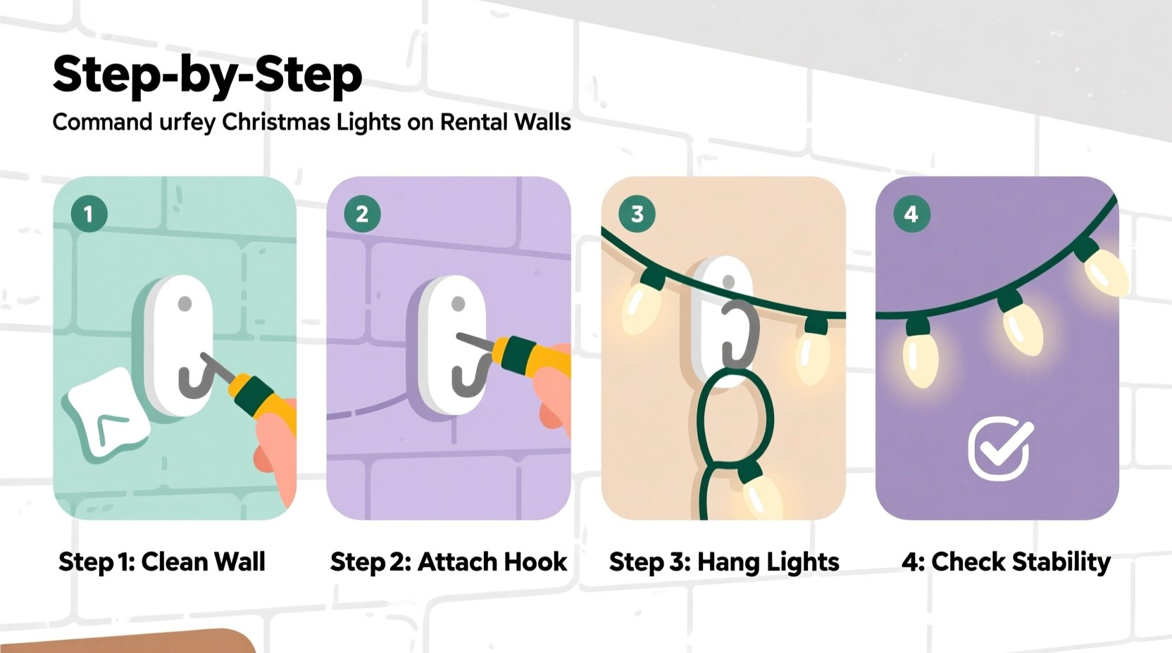 how to use command hooks to secure christmas lights on rental walls