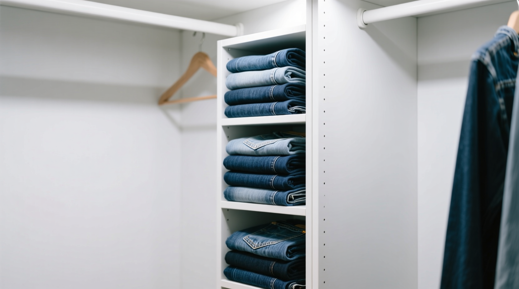 folded jeans save more space in small closets